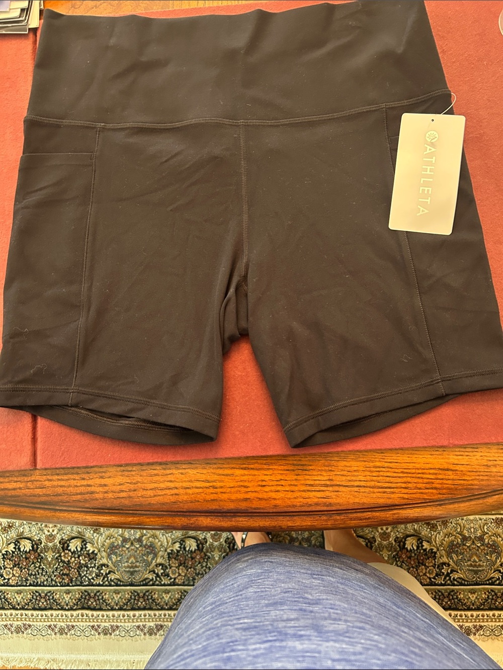 Athleta Black High-Waist Bike Shorts with Side Pockets